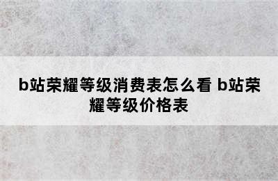 b站荣耀等级消费表怎么看 b站荣耀等级价格表